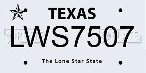 LWS7507 Texas License Plate