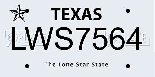 LWS7564 Texas License Plate