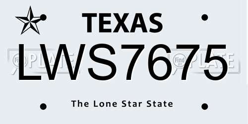 LWS7675 Texas License Plate