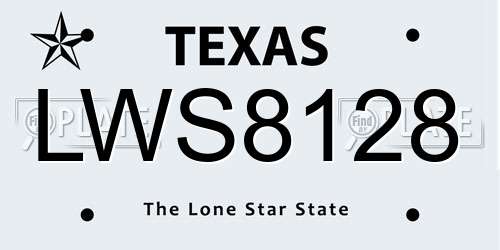 LWS8128 Texas License Plate