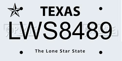 LWS8489 Texas License Plate