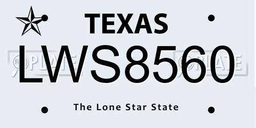 LWS8560 Texas License Plate