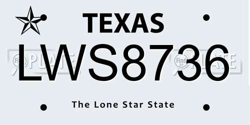 LWS8736 Texas License Plate