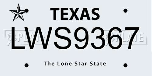 LWS9367 Texas License Plate