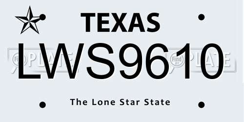 LWS9610 Texas License Plate