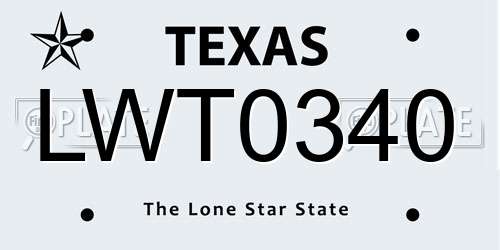 LWT0340 Texas License Plate
