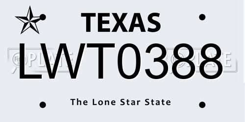 LWT0388 Texas License Plate