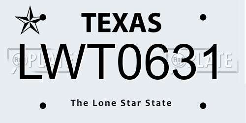 LWT0631 Texas License Plate