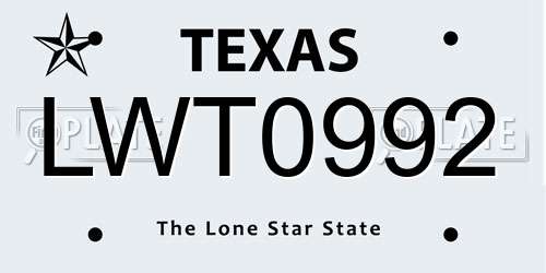 LWT0992 Texas License Plate