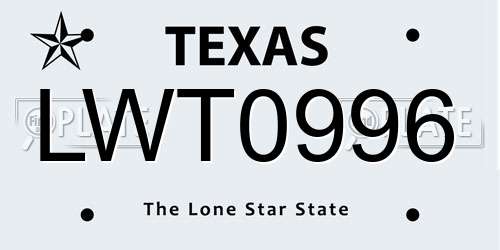 LWT0996 Texas License Plate