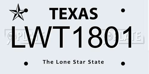 LWT1801 Texas License Plate