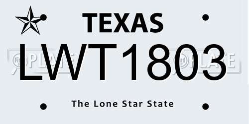 LWT1803 Texas License Plate
