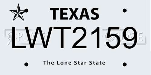 LWT2159 Texas License Plate