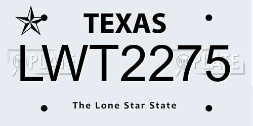 LWT2275 Texas License Plate