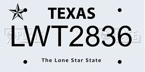 LWT2836 Texas License Plate