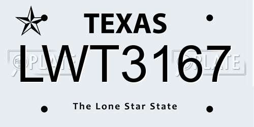 LWT3167 Texas License Plate
