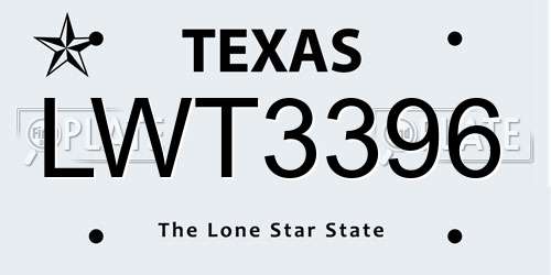 LWT3396 Texas License Plate