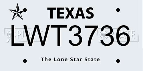 LWT3736 Texas License Plate