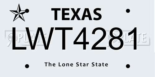 LWT4281 Texas License Plate