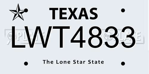 LWT4833 Texas License Plate