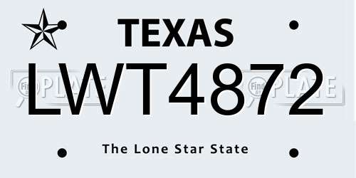 LWT4872 Texas License Plate