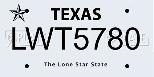 LWT5780 Texas License Plate