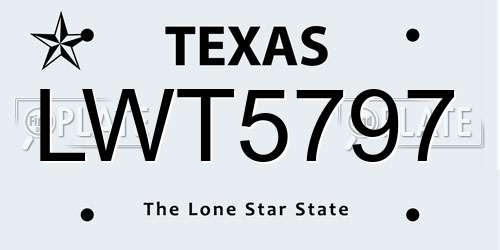 LWT5797 Texas License Plate