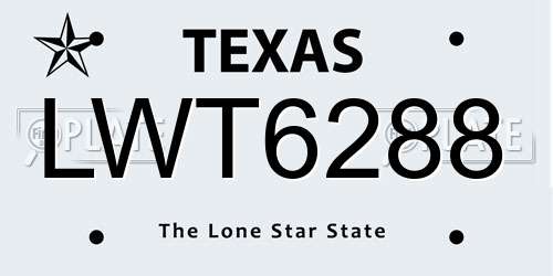 LWT6288 Texas License Plate