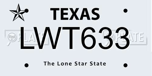 LWT633 Texas License Plate