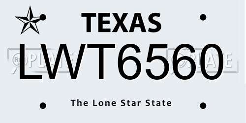 LWT6560 Texas License Plate