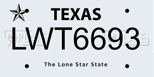 LWT6693 Texas License Plate