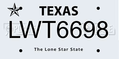 LWT6698 Texas License Plate