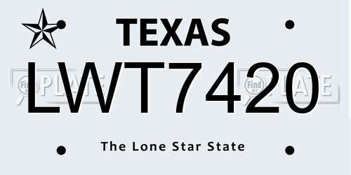 LWT7420 Texas License Plate