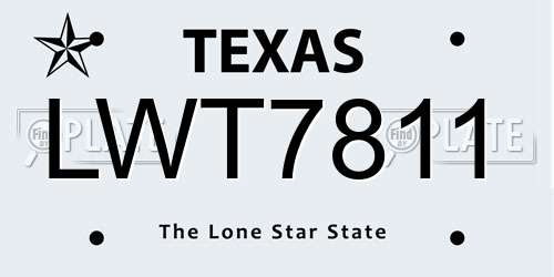 LWT7811 Texas License Plate