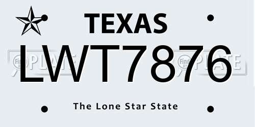 LWT7876 Texas License Plate