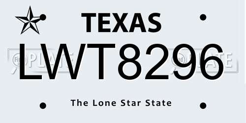LWT8296 Texas License Plate