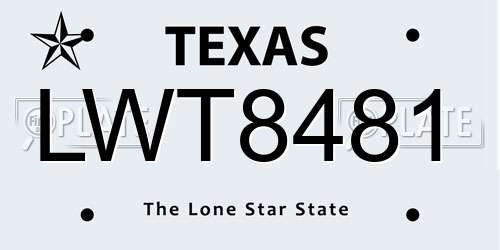 LWT8481 Texas License Plate
