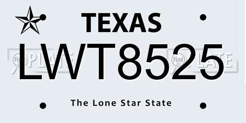 LWT8525 Texas License Plate
