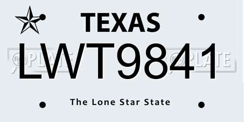 LWT9841 Texas License Plate