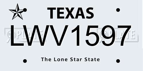 LWV1597 Texas License Plate