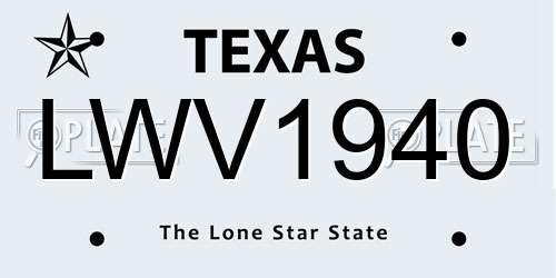 LWV1940 Texas License Plate