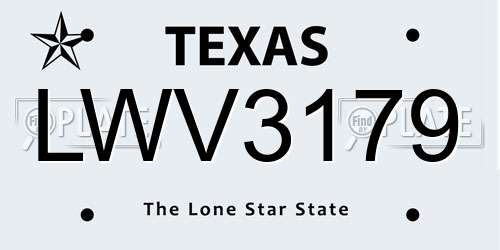 LWV3179 Texas License Plate