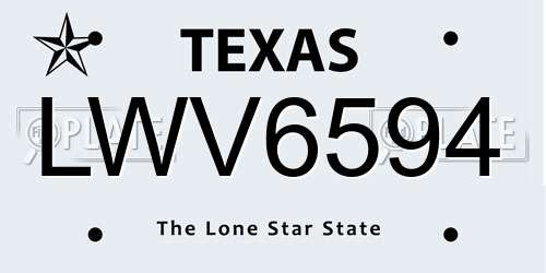 LWV6594 Texas License Plate