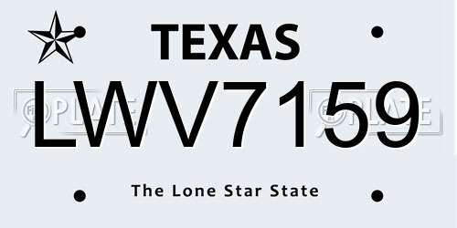 LWV7159 Texas License Plate