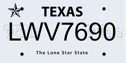 LWV7690 Texas License Plate