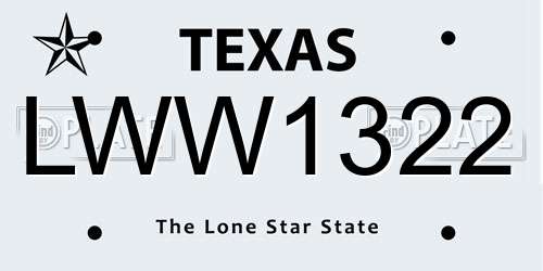 LWW1322 Texas License Plate