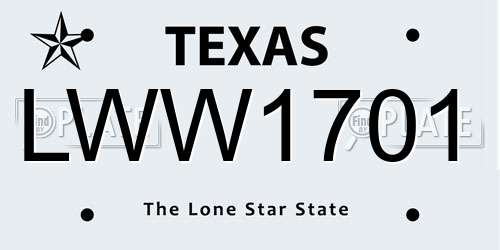 LWW1701 Texas License Plate