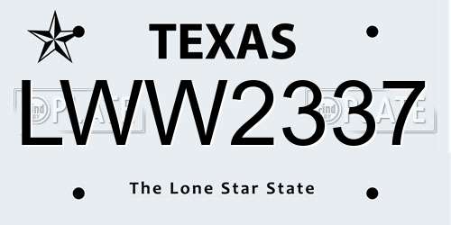 LWW2337 Texas License Plate