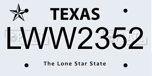 LWW2352 Texas License Plate