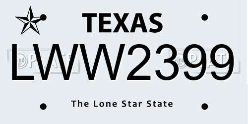 LWW2399 Texas License Plate